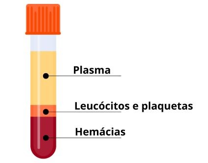 composição do sangue em tubo de ensaio